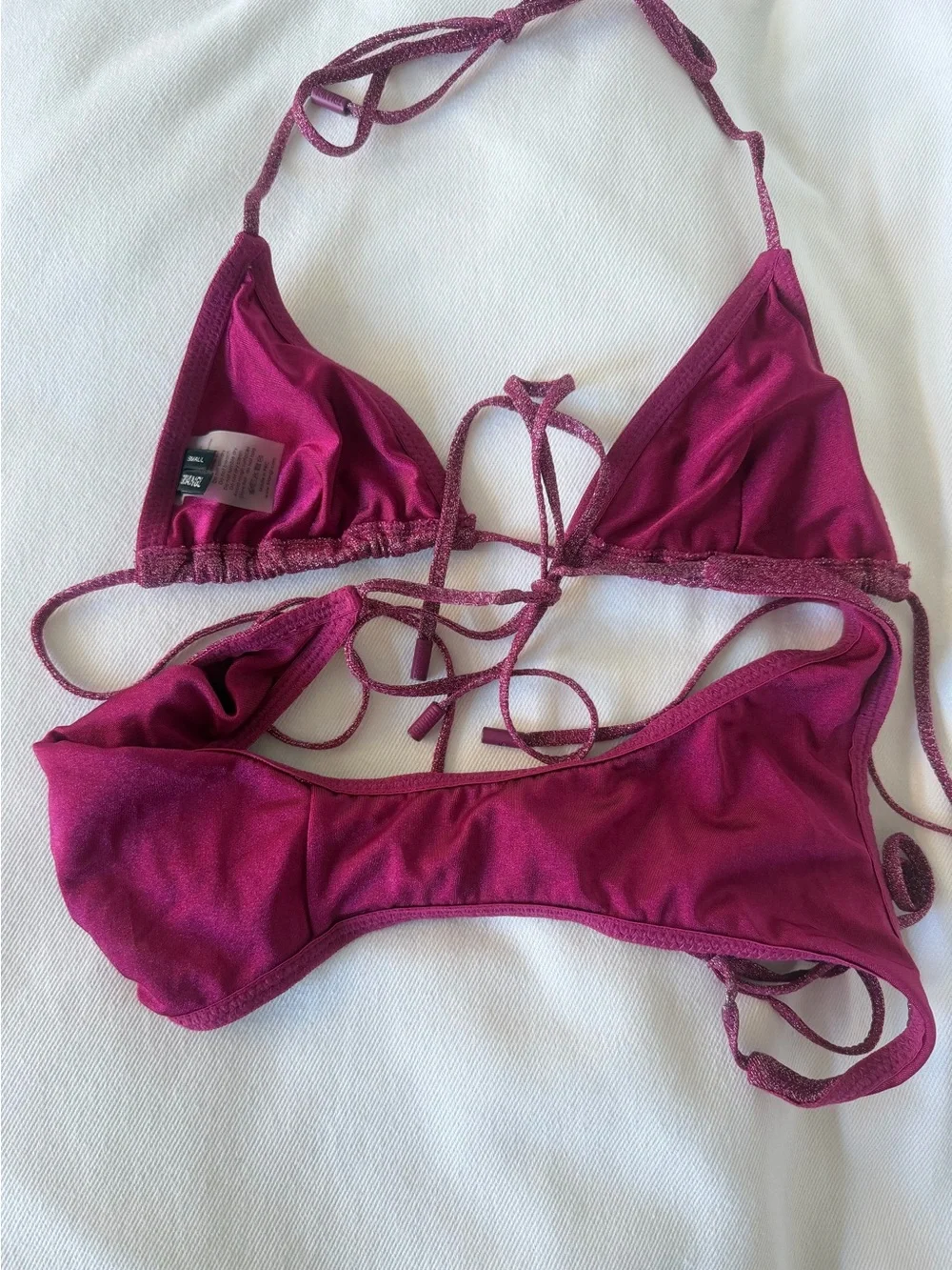 TRIANGL swimwear Shimmery Maroon Tie Triangle Bikini